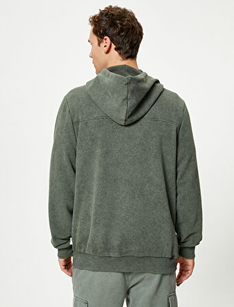 Oversize Yıkamalı Sweat Kapşonlu Dikiş Detaylı