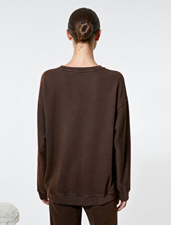 Bisiklet Yaka Sweatshirt Rahat Kesim Uzun Kollu