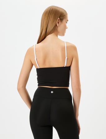 İnce Askılı Yarım Atlet Sütyen Kaplı Slim Fit Renk Kontrastlı