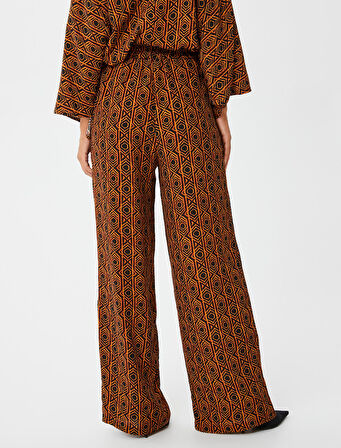 Bol Paça Pantolon Bağcıklı Yüksek Bel Püsküllü 