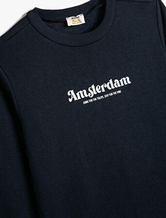 Sweat Uzun Kollu Bisiklet Yaka Şehir Baskılı Şardonlu