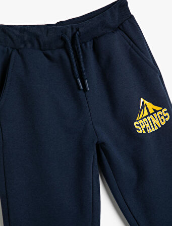 Jogger Eşofman Altı Cepli Beli Bağlamalı Baskı Detaylı