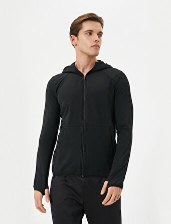 Spor Sweat Kapşonlu Fermuarlı Cep Detaylı