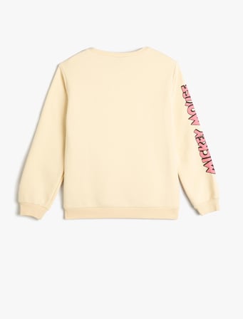 Mickey Mouse Sweatshirt Lisanslı Uzun Kollu Bisiklet Yaka Şardonlu