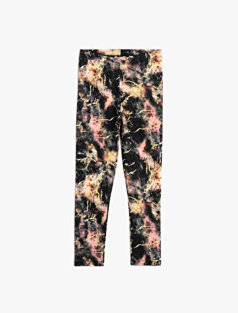 Tayt Beli Lastikli Soyut Desenli 