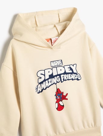 Spiderman Kapşonlu Sweatshirt Lisanslı Uzun Kollu Pamuklu