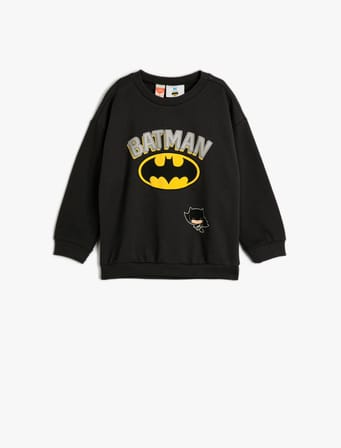 Batman Sweatshirt Lisanslı Uzun Kollu Bisiklet Yaka Pamuklu Şardonlu