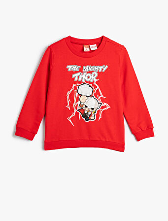 Thor Sweatshirt Lisanslı Uzun Kollu Bisiklet Yaka Pamuklu Şardonlu