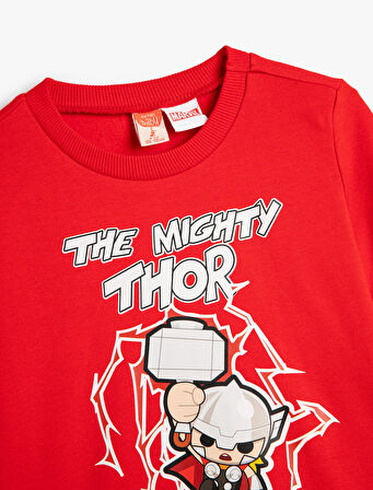 Thor Sweatshirt Lisanslı Uzun Kollu Bisiklet Yaka Pamuklu Şardonlu