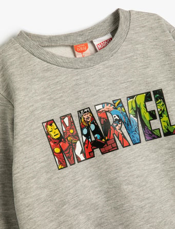 Marvel Sweatshirt Lisanslı Uzun Kollu Bisiklet Yaka Pamuklu Şardonlu