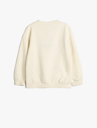Snoopy Sweatshirt Lisanslı Uzun Kollu Bisiklet Yaka Pamuklu Şardonlu