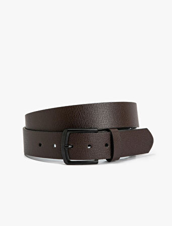 Kemer Deri Görünümlü Metal Toka Detaylı