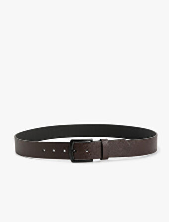 Kemer Deri Görünümlü Metal Toka Detaylı