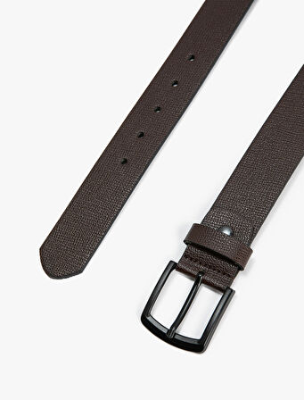 Kemer Deri Görünümlü Metal Toka Detaylı