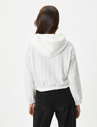 Kapüşonlu Sweatshirt Dokulu Beli Lastikli