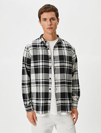 Oduncu Gömleği Klasik Yaka Düğmeli Uzun Kollu