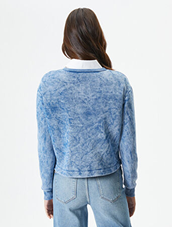 Bisiklet Yaka Sweatshirt Basic Yıkamalı