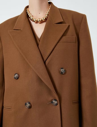 Koton Kadın Blazer Ceket Kruvaze Kapama Düğmeli Cep Detaylı 4WAK50133UW