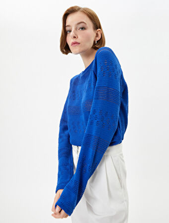 Triko Kazak Ajurlu Bisiklet Yaka Uzun Kollu