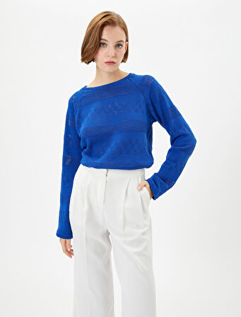 Triko Kazak Ajurlu Bisiklet Yaka Uzun Kollu