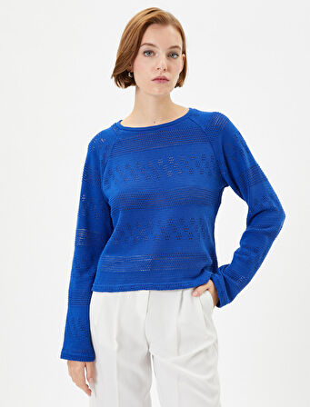 Triko Kazak Ajurlu Bisiklet Yaka Uzun Kollu