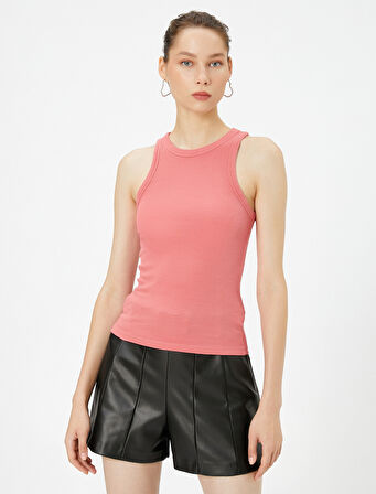 Halter Yaka Atlet Yıkamalı Ribanalı Pamuklu Slim Fit