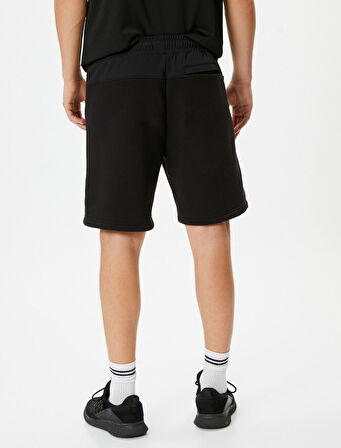 Spor Şort Cepli Beli Bağcıklı Kumaş Detaylı