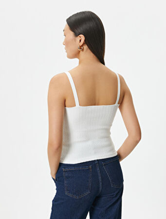 Askılı Atlet Dokulu Kare Yaka