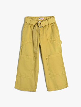 4SKG40035AD Koton Kız Çocuk Jean Pantolon HAKİ