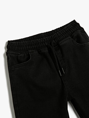 Jogger Kot Pantolon Beli Bağlamalı Cep Detaylı Pamuklu Şardonlu