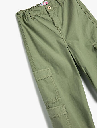 Jogger Kargo Pantolon Pamuklu Beli Bağlamalı Cepli