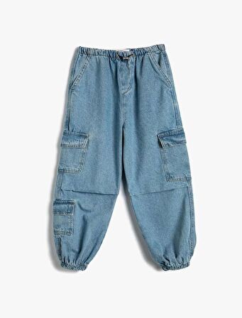 4SKG40038AD Koton Kız Çocuk Jean Pantolon LIGHT INDIGO