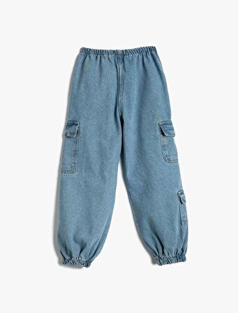 4SKG40038AD Koton Kız Çocuk Jean Pantolon LIGHT INDIGO