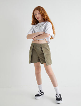 Kargo Mini Kot Etek Kapaklı Cep Detaylı Pamuklu