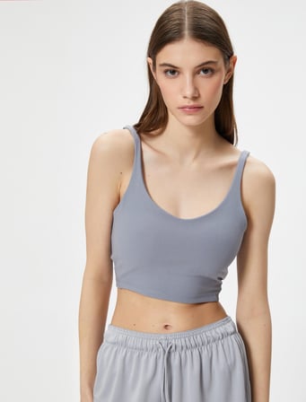 Yarım Atlet Sütyen Kapsız U Yaka Slim Fit