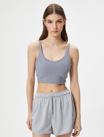 Yarım Atlet Sütyen Kapsız U Yaka Slim Fit