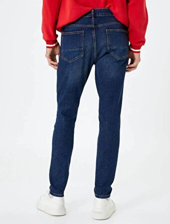 4WAM40358ND Trousers Koton Erkek Jean Pantolon ORTA İNDİGO