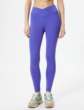 Asimetrik Kesim Yüksek Bel Spor Tayt Slim Fit
