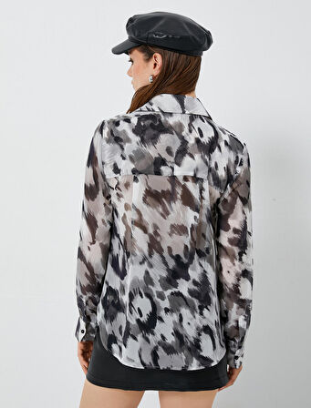 Uzun Kollu Gömlek Düğmeli Kapaklı Cepli 