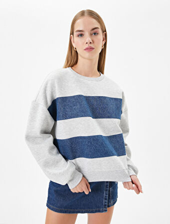 Sweathirt Şardonlu Uzun Kollu Bisiklet Yaka