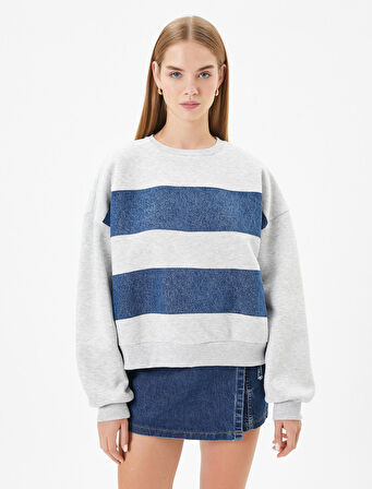 Sweathirt Şardonlu Uzun Kollu Bisiklet Yaka