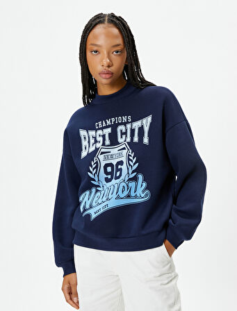 Kolej Sweatshirt Şardonlu Uzun Kollu Bisiklet Yaka 