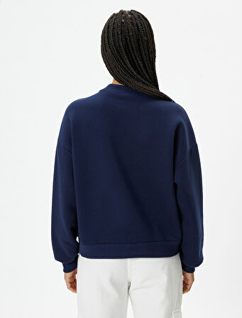 Kolej Sweatshirt Şardonlu Uzun Kollu Bisiklet Yaka 