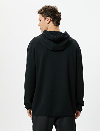Oversize Hoodie Kanguru Cepli Slogan Baskılı Uzun Kollu