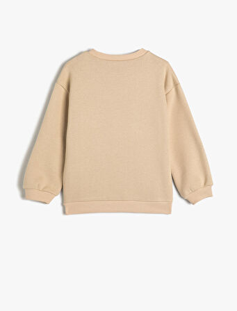 Sweat Uzun Kollu Bisiklet Yaka Doğa Temalı İşlemeli Şardonlu 