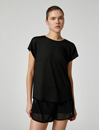 Rahat Kalıp Spor Tişört Bisiklet Yaka Kısa Kollu