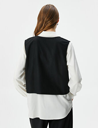 Uzun Kollu Gömlek Çift Parça Görünümlü