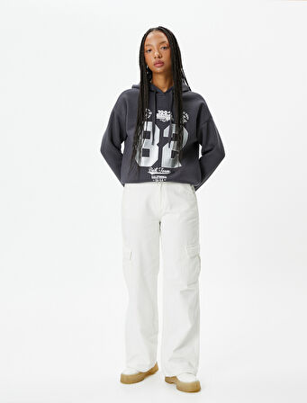 Kolej Kapşonlu Sweatshirt Şardonlu Baskılı 