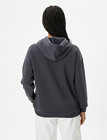 Kolej Kapşonlu Sweatshirt Şardonlu Baskılı 