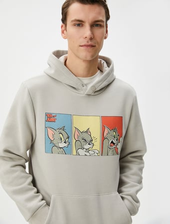 Tom ve Jerry Hoodie Kanguru Cepli Lisanslı Baskılı